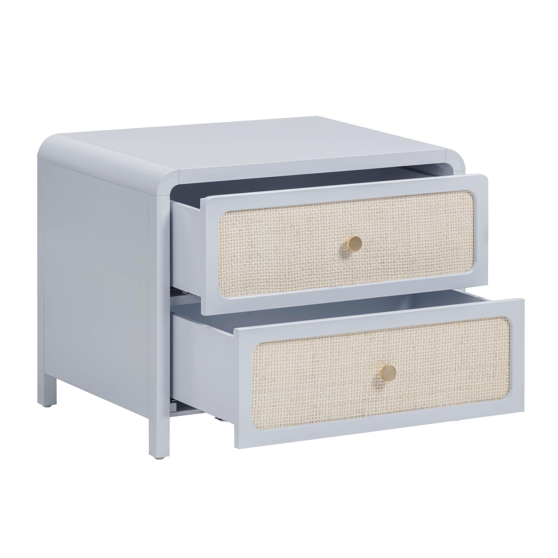 Patty 28" Rattan 2 Drawer Nightstand - Blue - Image 4
