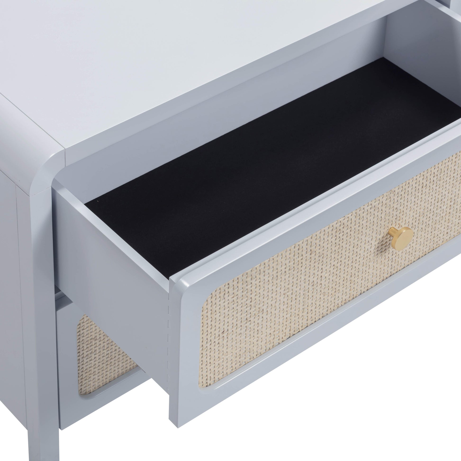 Patty 28" Rattan 2 Drawer Nightstand - Blue - Image 8