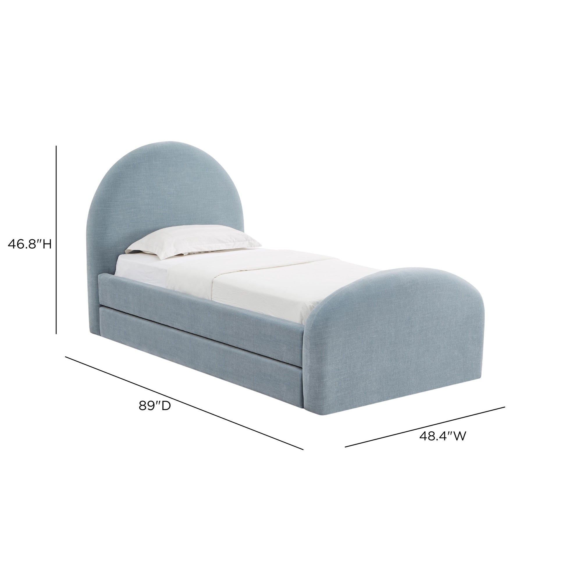 Moon Chambray Blue Performance Chenille Twin Trundle Bed - Image 6