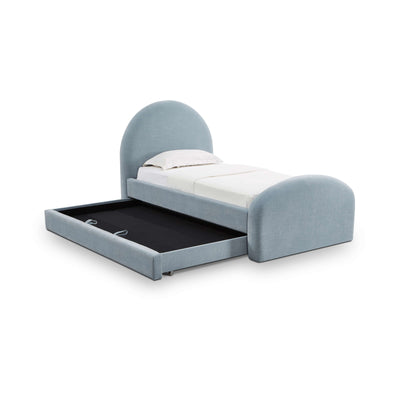 Moon Chambray Blue Performance Chenille Twin Trundle Bed - Image 1