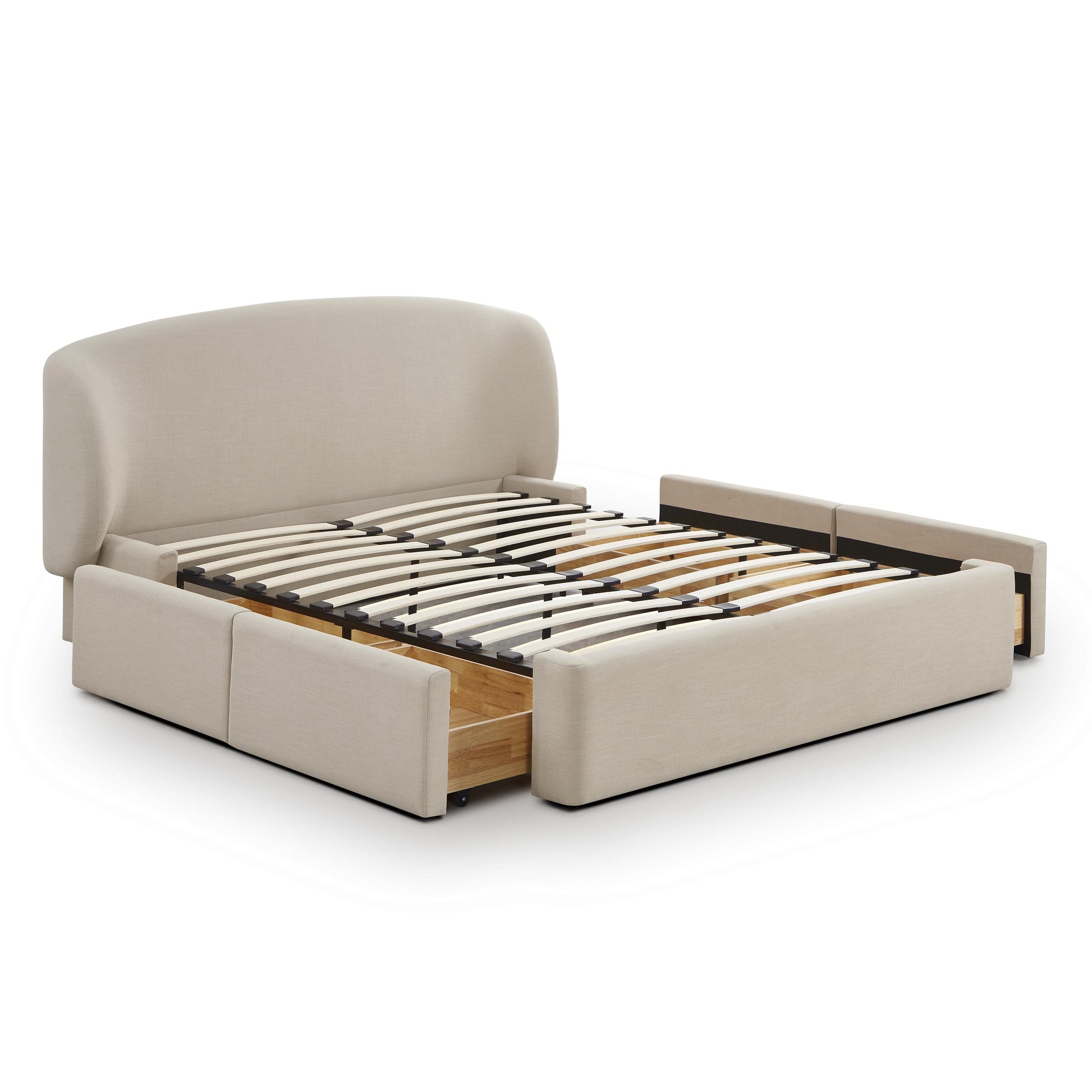 Corey Upcycled Performance Linen Storage Bed - Taupe / Queen - Image 6