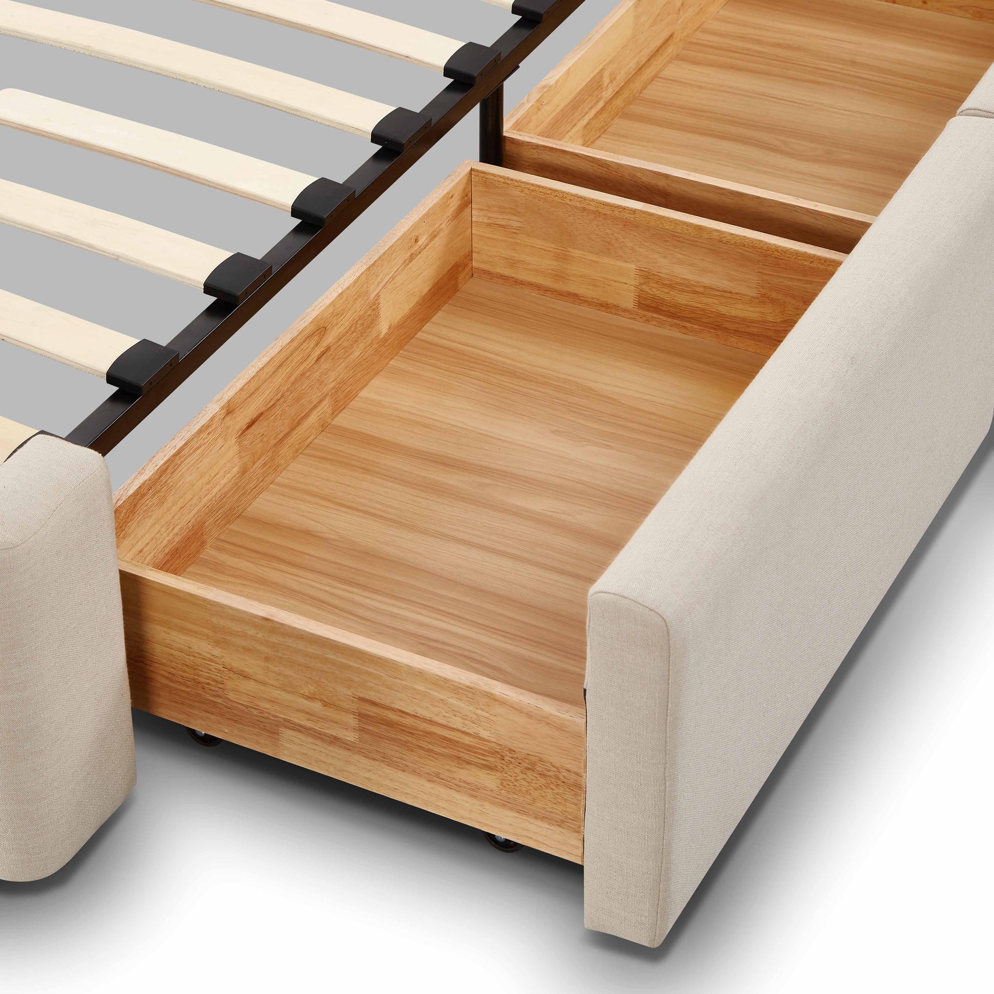Corey Upcycled Performance Linen Storage Bed - Taupe / Queen - Image 11