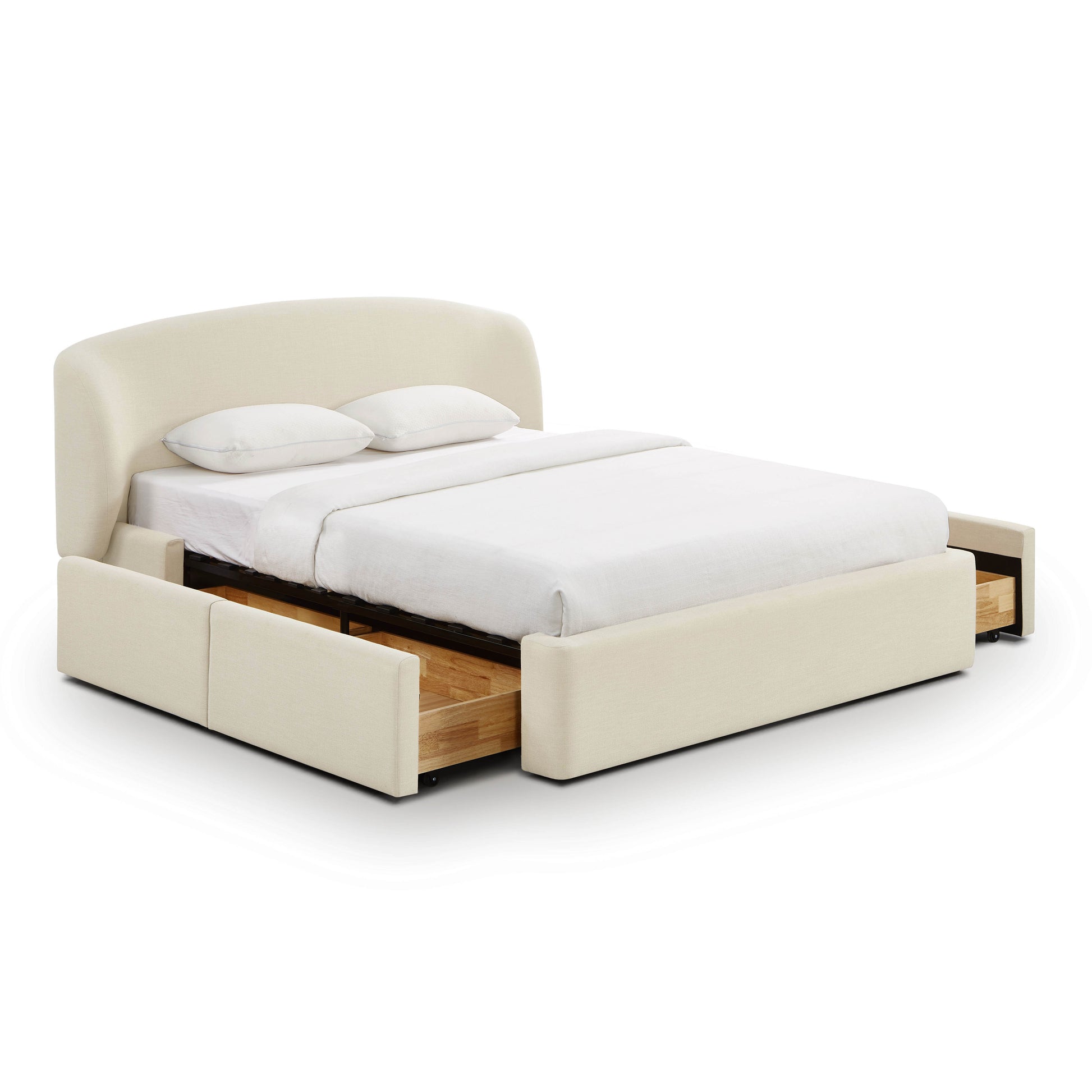 Corey Upcycled Performance Linen Storage Bed - Cream / Queen - Image 1