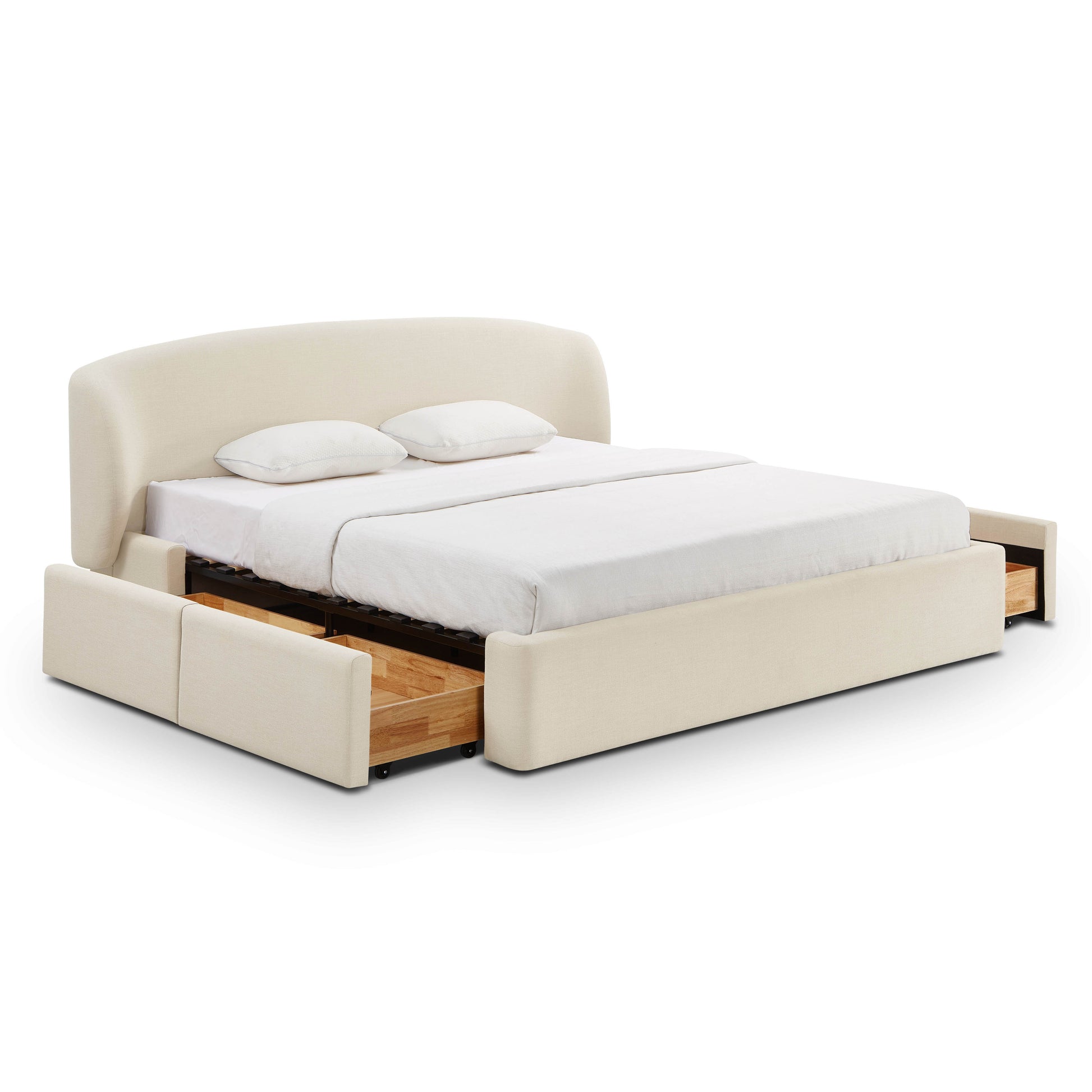 Corey Upcycled Performance Linen Storage Bed - Cream / King - Image 1