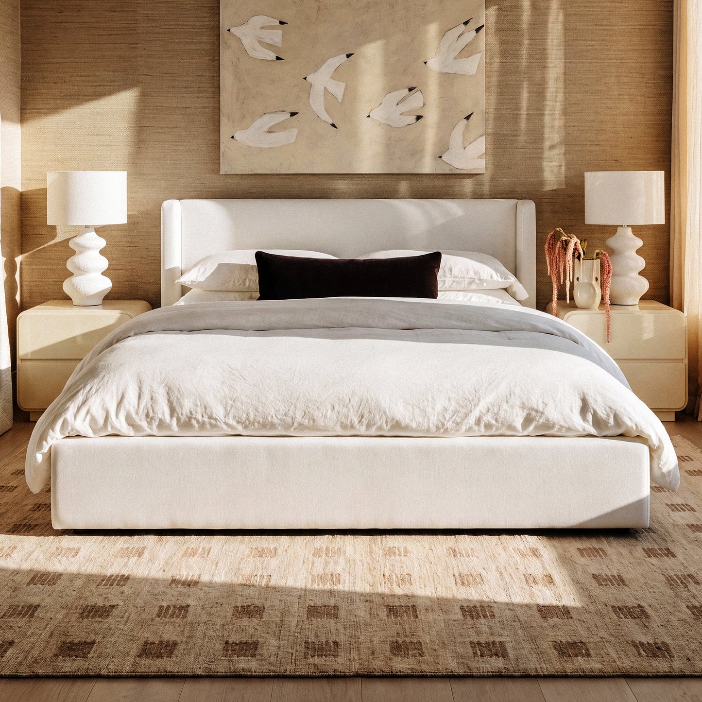 Harmony Performance Chenille Storage Bed - Cream / Queen - Image 2