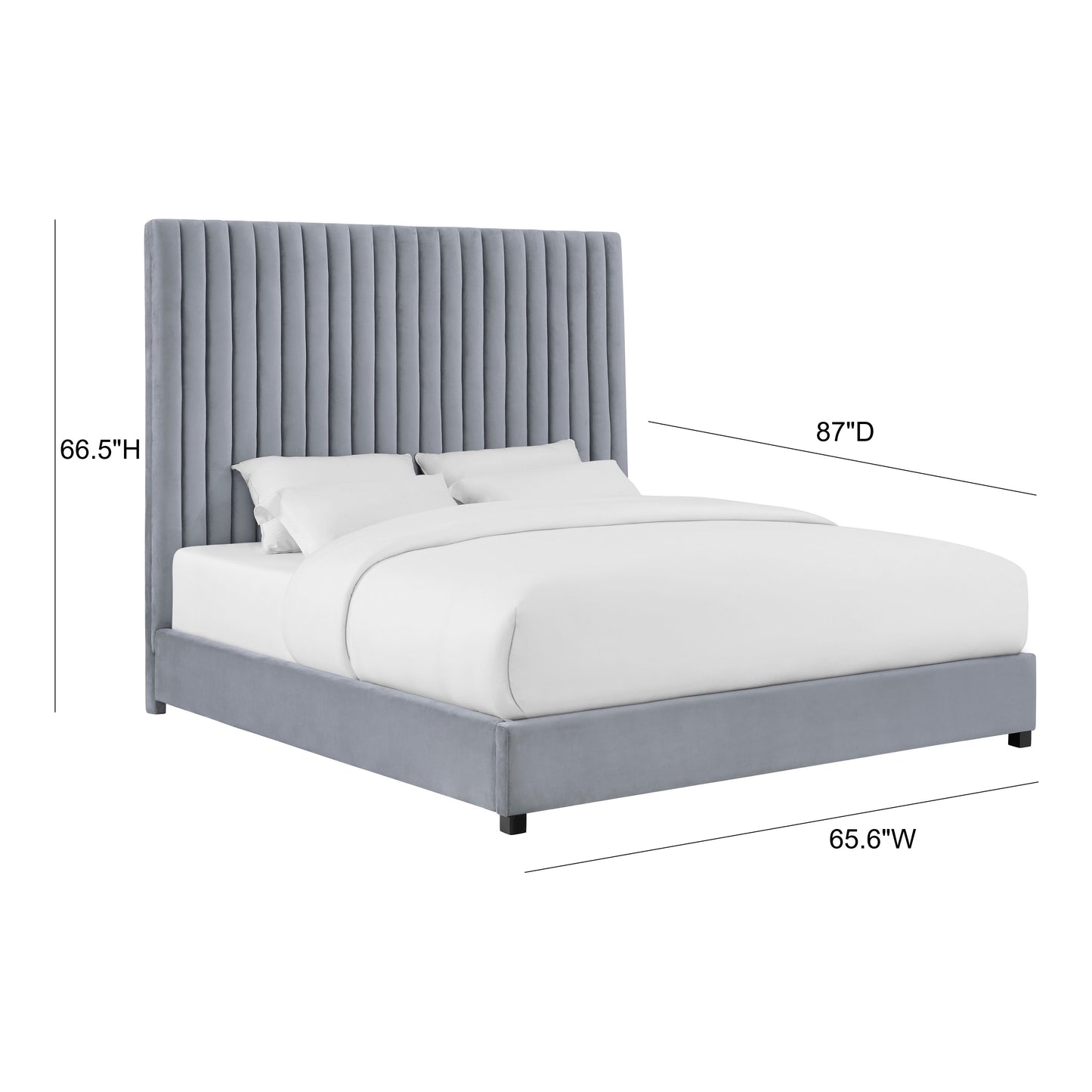 Arabelle Performance Velvet Bed - Grey / Queen - Image 6