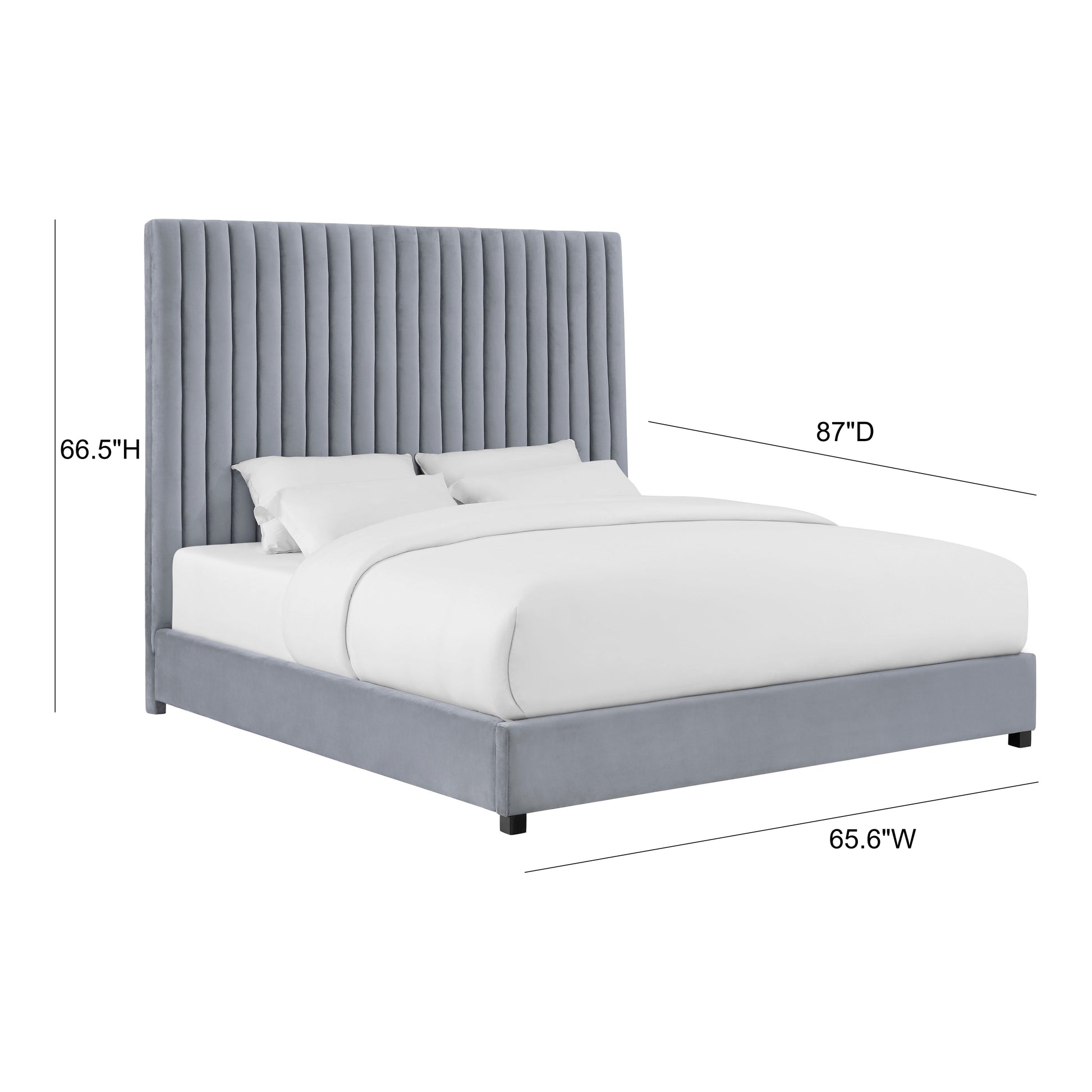 Arabelle Performance Velvet Bed - Grey / Queen - Image 6