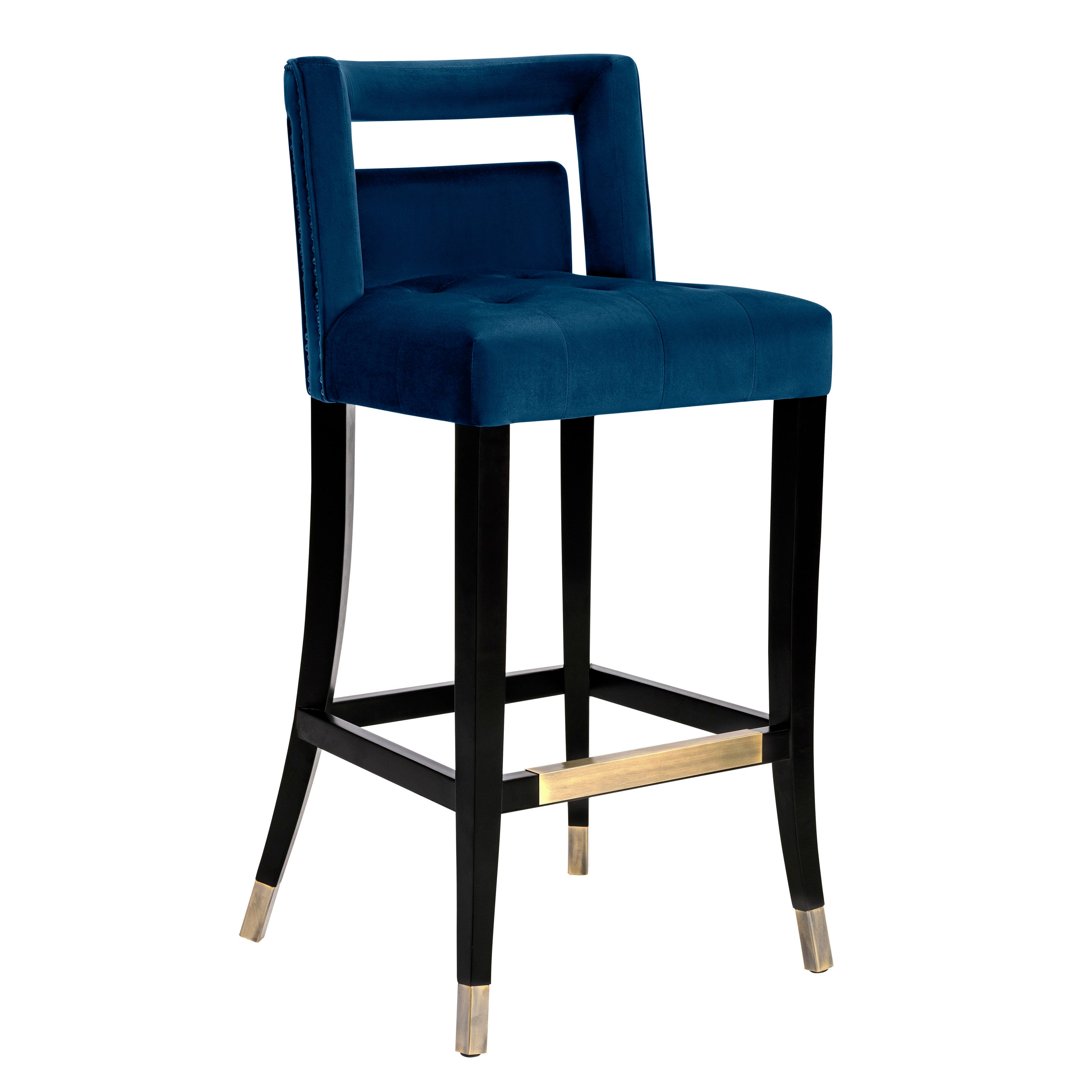 TOV Furniture Hart Counter Stool Navy Velvet