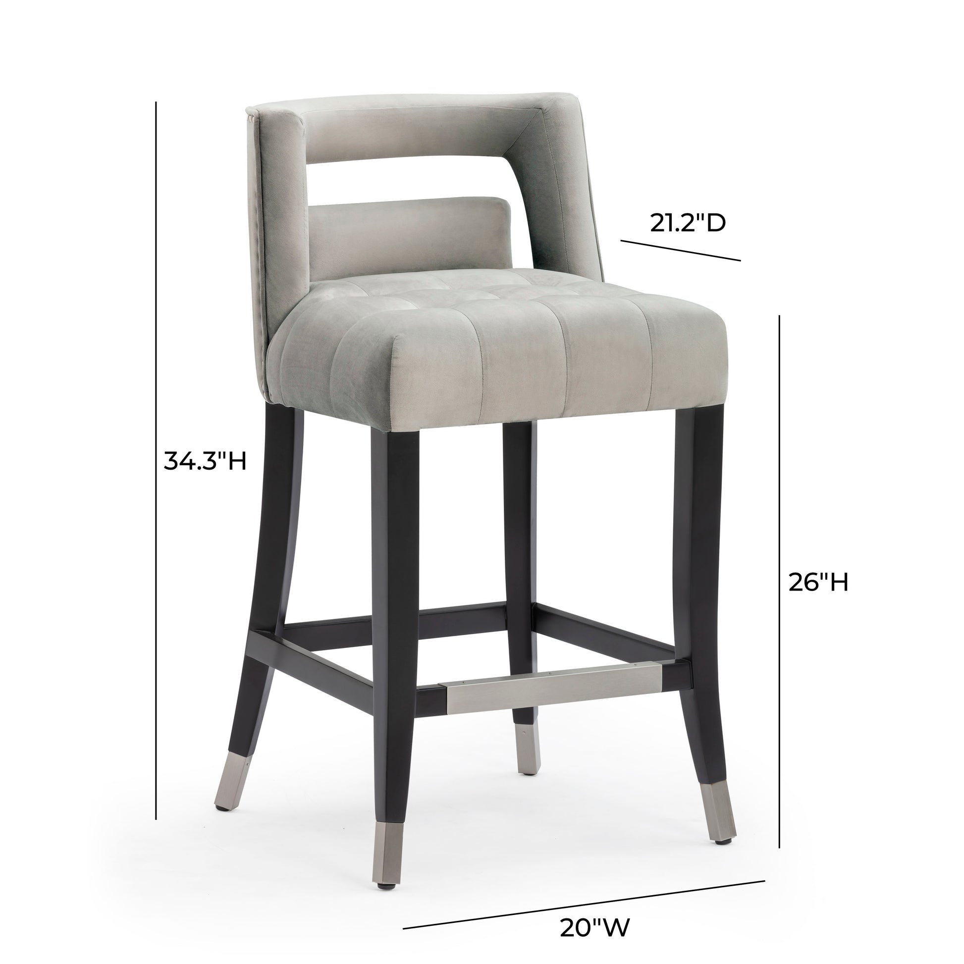 Hart Performance Velvet Stool - Grey / Counter Height - Image 6