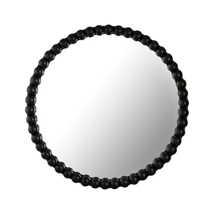 Baria 30" Wooden Round Wall Mirror - Black - Image 1