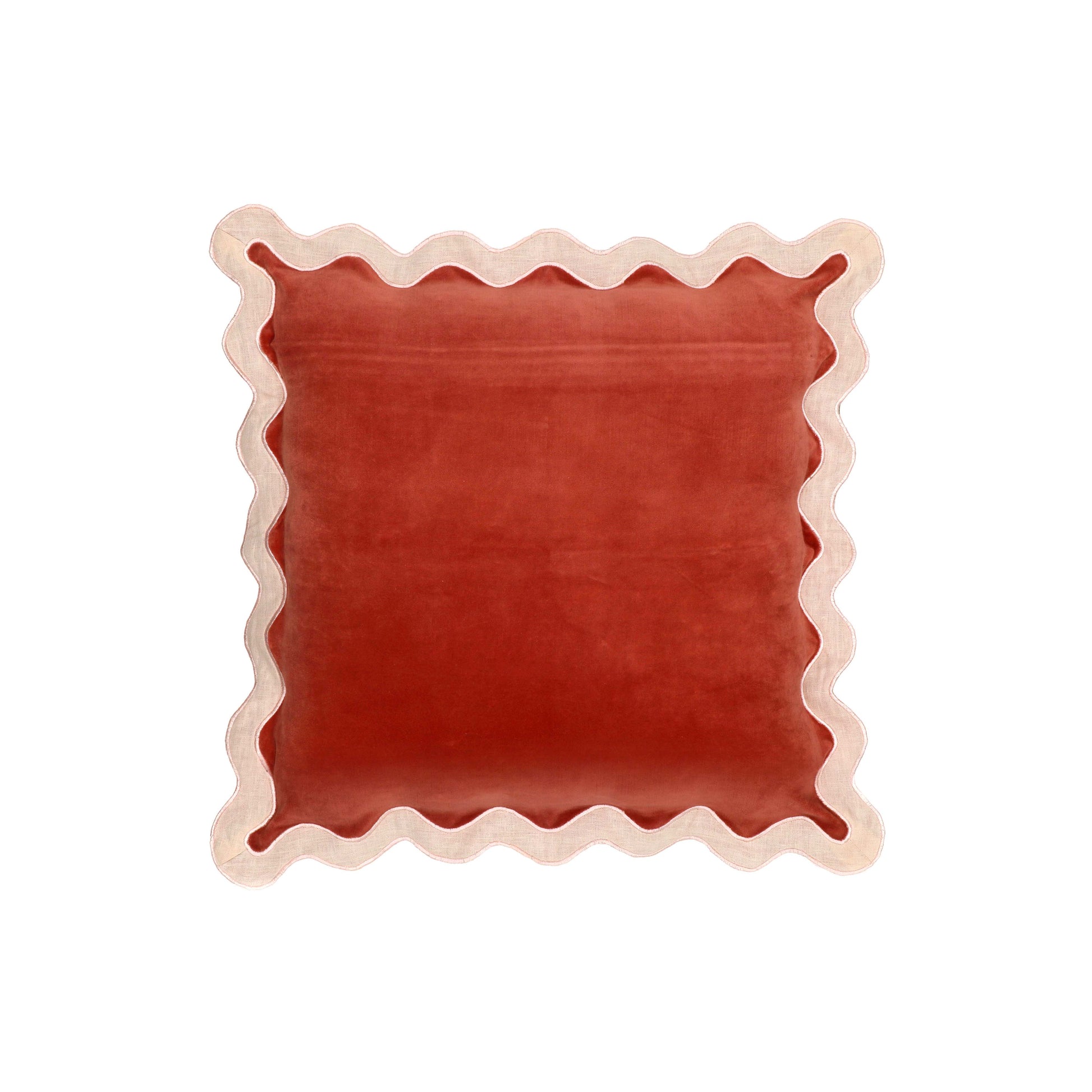 Scalloped Edge 24" Square Throw Pillow Cover - Rust / Pillow Cover Only - Image 1