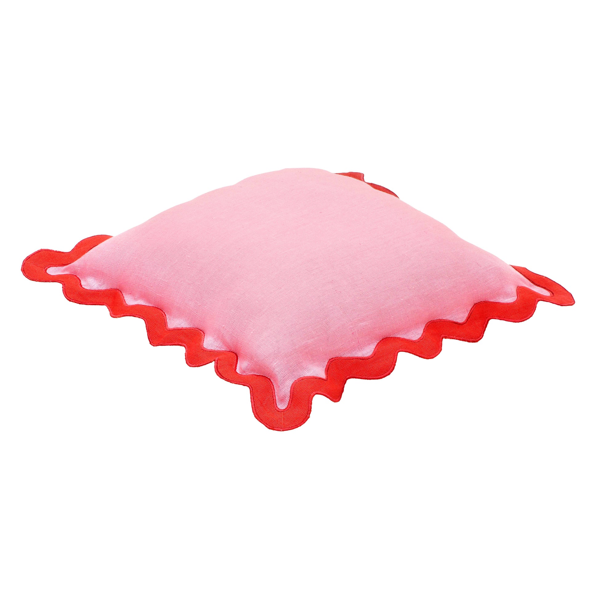 Scalloped Edge 24" Square Throw Pillow Cover - Pink / Pillow Cover Only - Image 3
