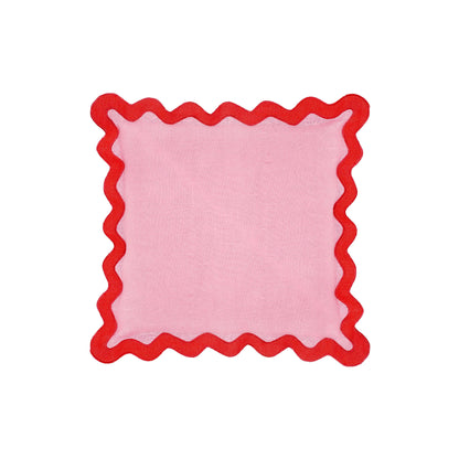 Scalloped Edge 24" Square Throw Pillow Cover - Pink / With Insert - Image 1