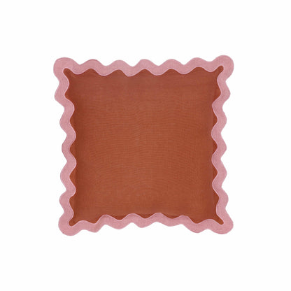 Scalloped Edge 24" Square Throw Pillow Cover - Terracotta / With Insert - Image 1
