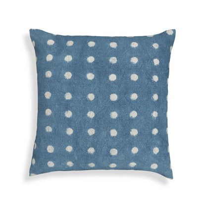 Indigo Dots 20" Cotton Square Throw Pillow Cover - With Insert - Image 1