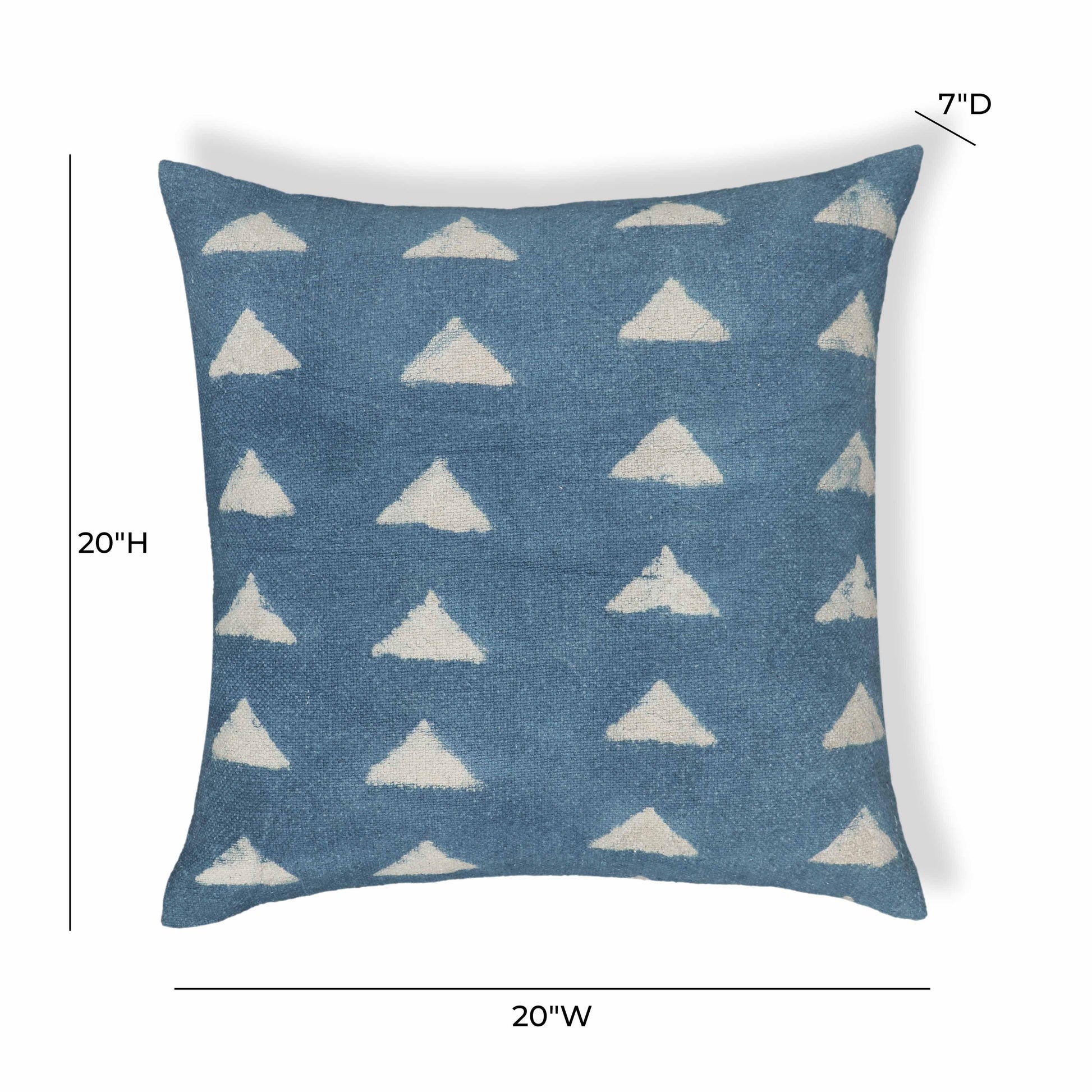 Indigo Triangles 20" Cotton Square Throw Pillow Cover - With Insert - Image 6