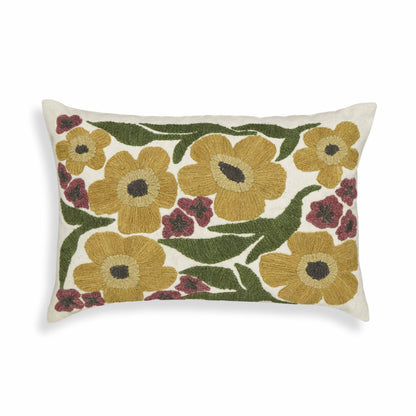 Blossom 24"X16" Embroidered Daisy Wool Throw Pillow - Default Title - Image 2