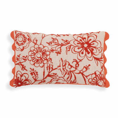 Portia 20"X12" Embroidered Cotton Flex Throw Pillow Cover - Orange / With Insert - Image 1