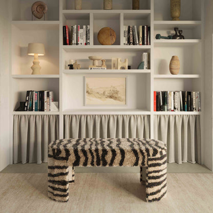 Zebra 39" Brown Striped Tufted Bench - Default Title - Image 1