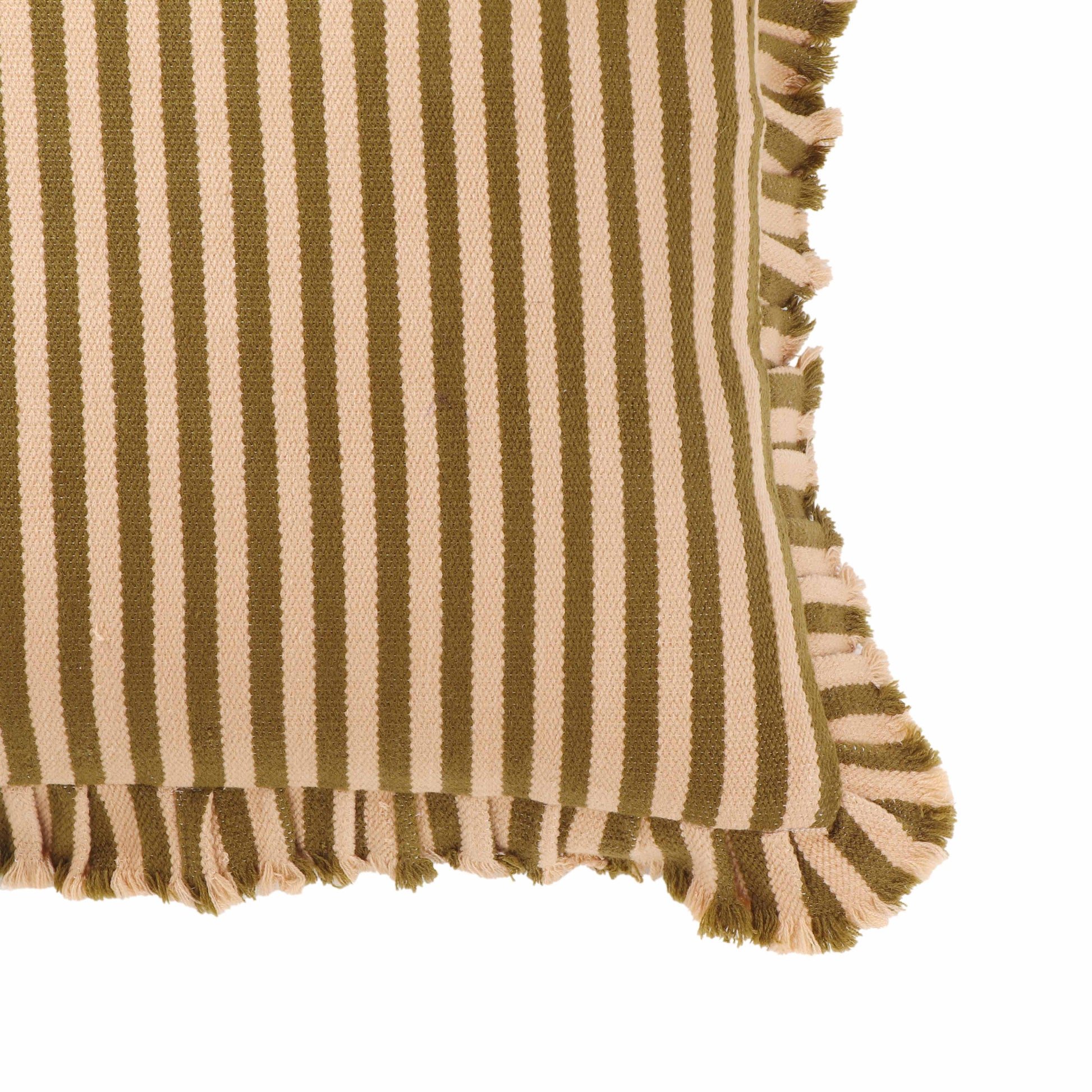 Alessia 20" Striped Ruffle Square Throw Pillow Cover - Taupe / Pillow Cover Only - Image 4