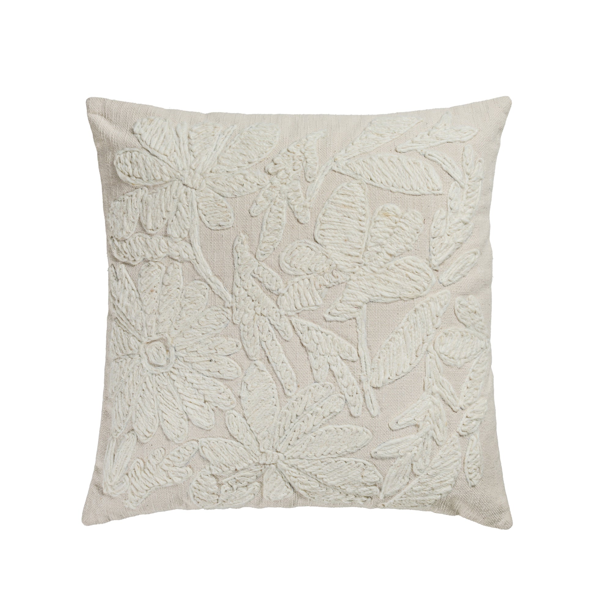 Tabitha 20" Square Embroidered Throw Pillow - With Insert - Image 1