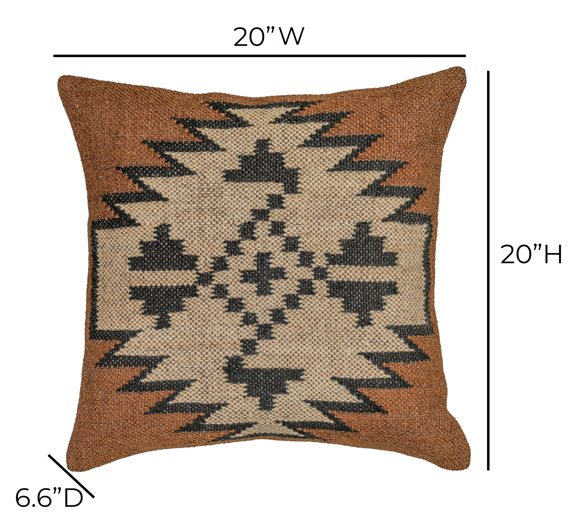 Terra 20"  Square Wool and Jute Kilim Throw Pillow - Mesa / With Insert - Image 5