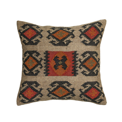 Terra 20"  Square Wool and Jute Kilim Throw Pillow - Clay / With Insert - Image 1