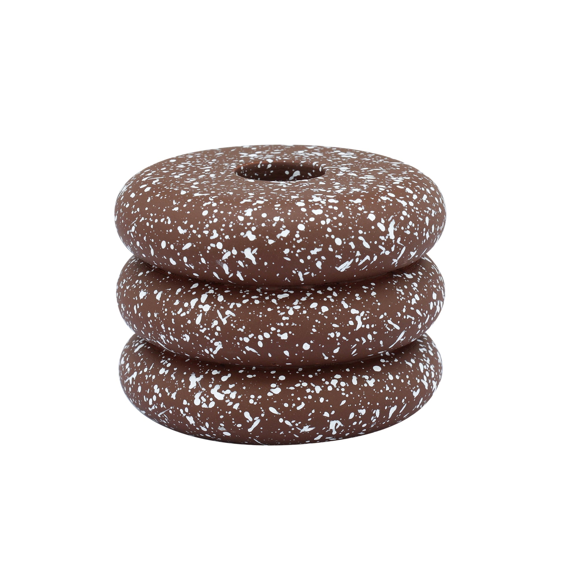 Gabby Speckled Stacked Candleholder - Rust - Image 1