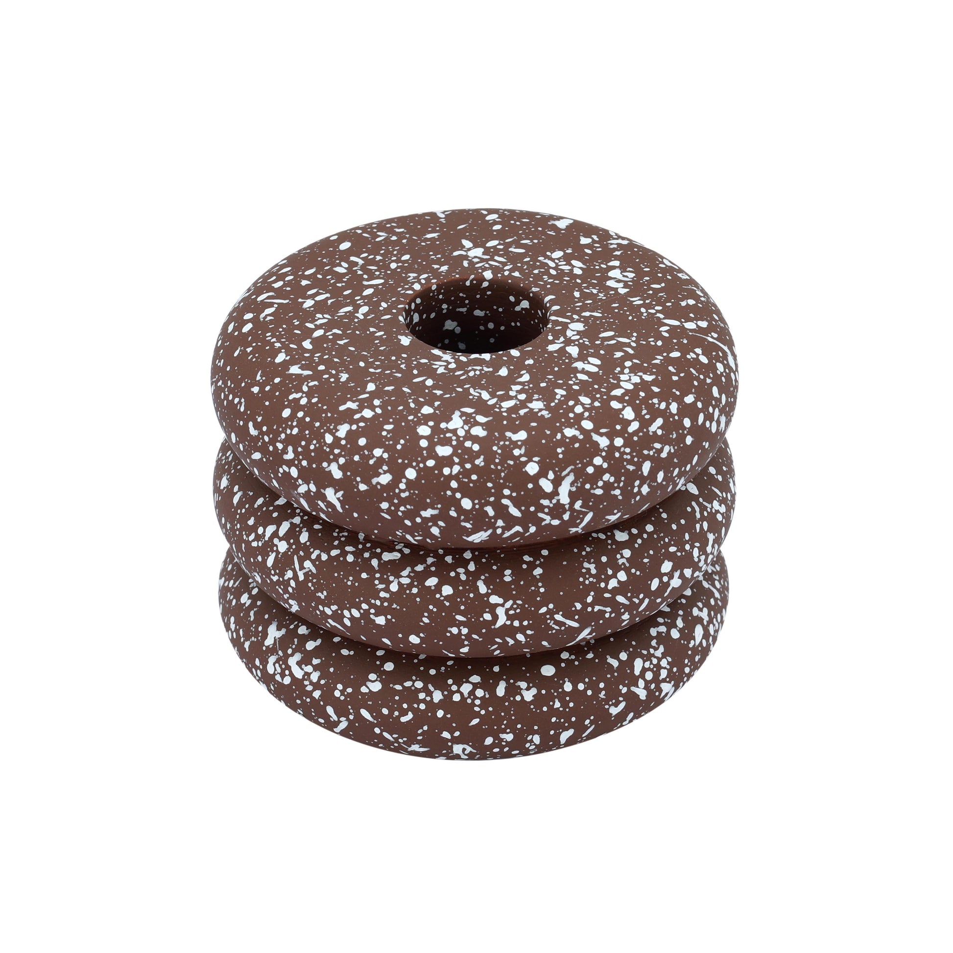 Gabby Speckled Stacked Candleholder - Rust - Image 3