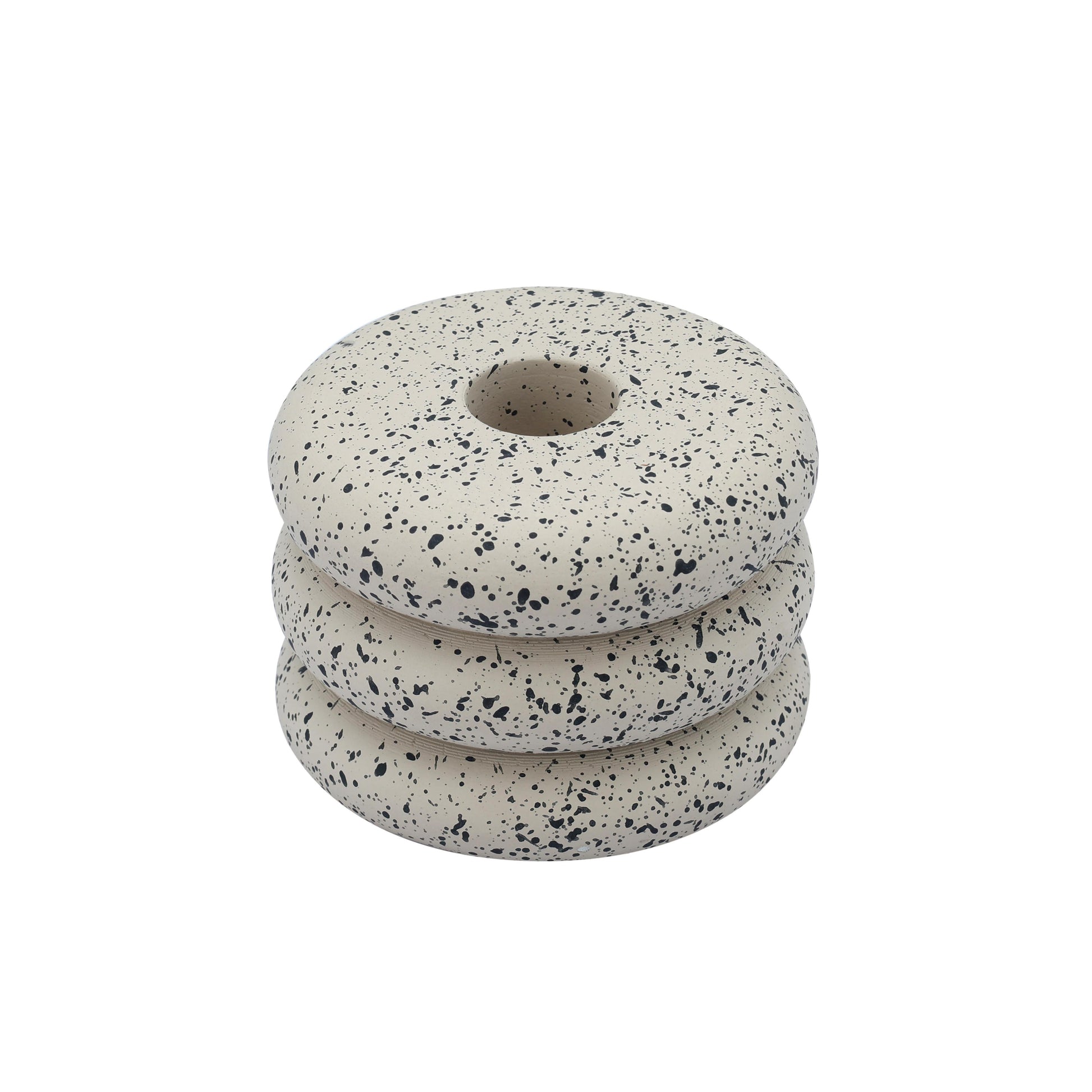 Gabby Speckled Stacked Candleholder - Cream - Image 3