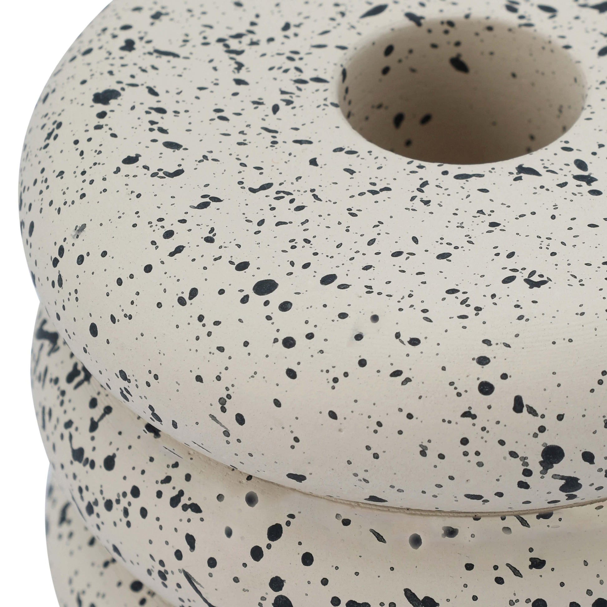 Gabby Speckled Stacked Candleholder - Cream - Image 4