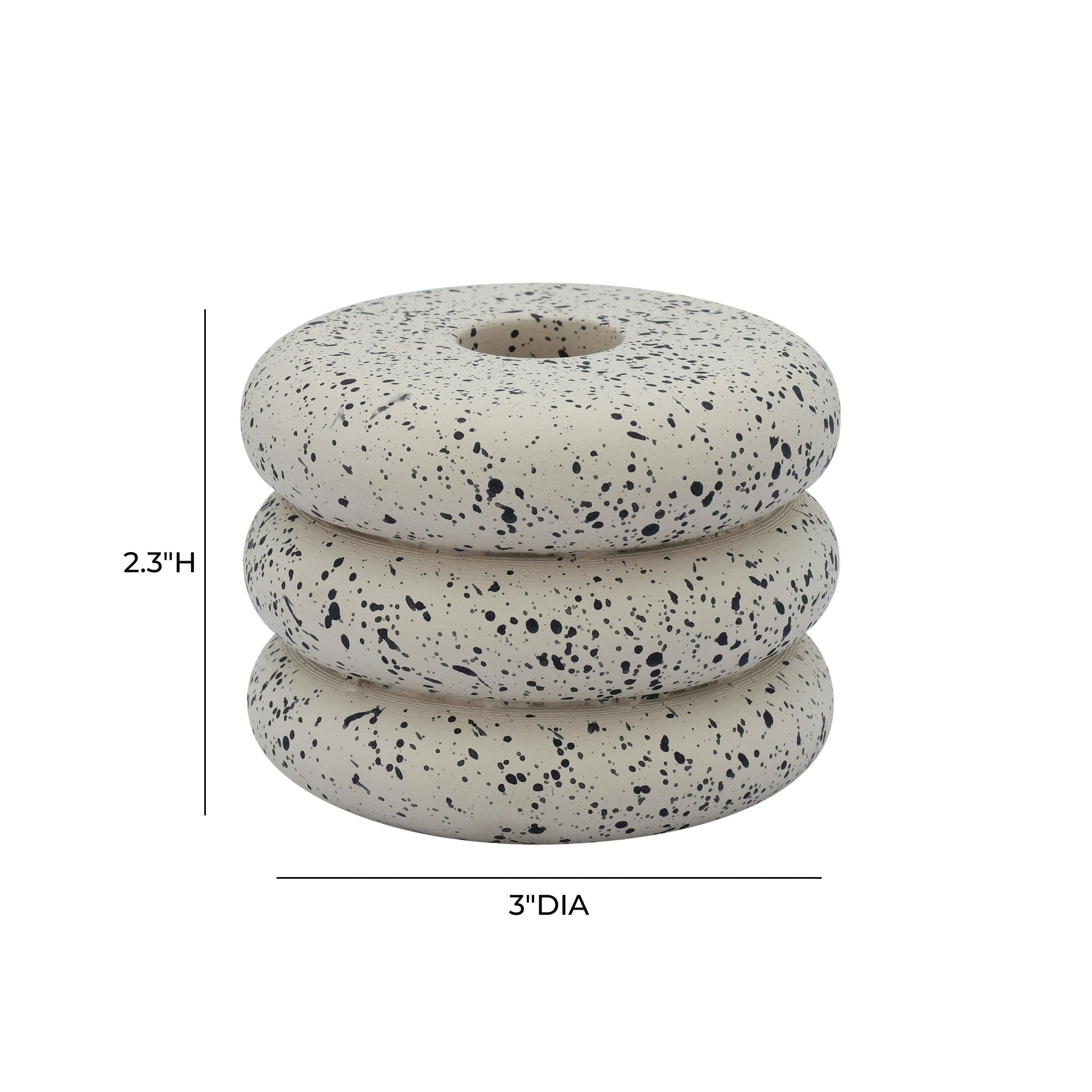 Gabby Speckled Stacked Candleholder - Cream - Image 5