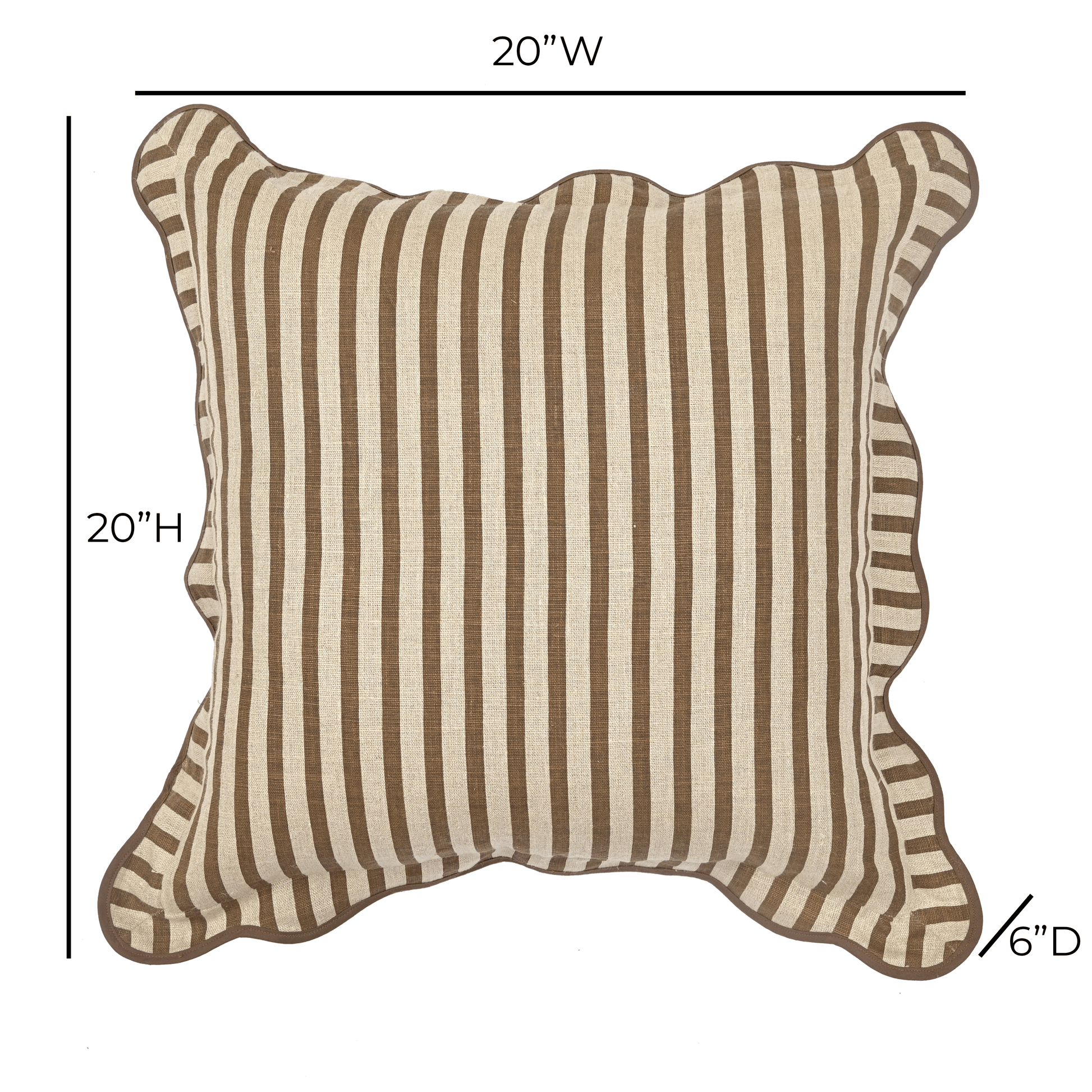 Striped 20" Linen Throw Pillow - Earthy Brown / With Insert - Image 5