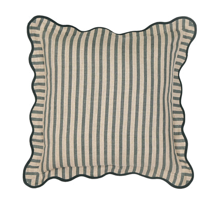 Striped 20" Linen Throw Pillow - Green / Pillow Cover Only - Image 1