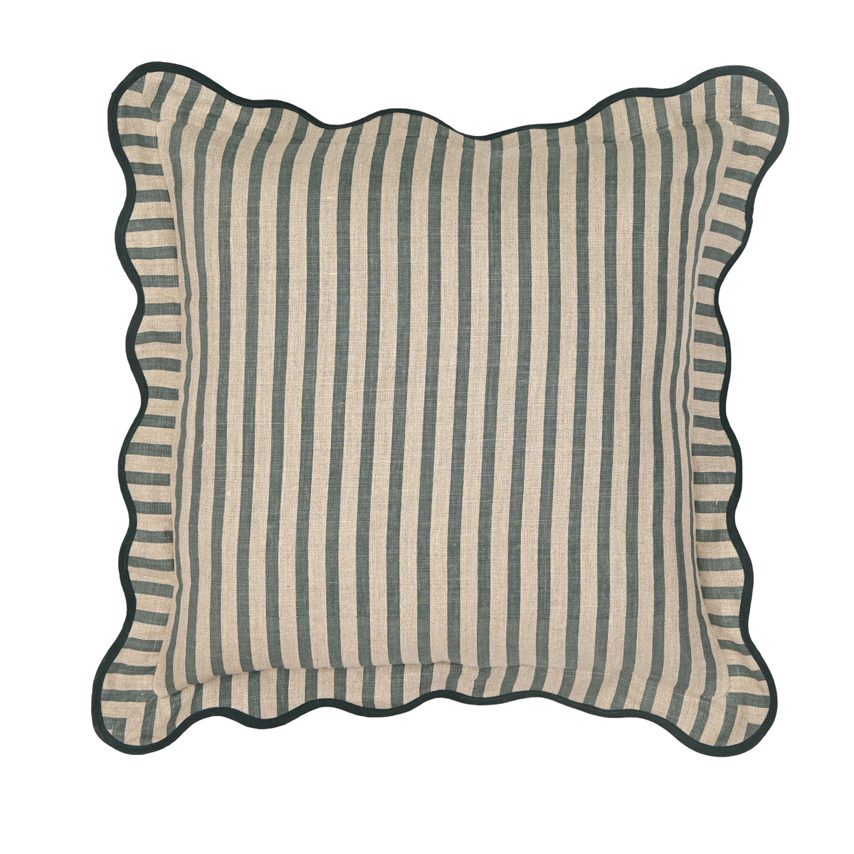 Striped 20" Linen Throw Pillow - Green / Pillow Cover Only - Image 2