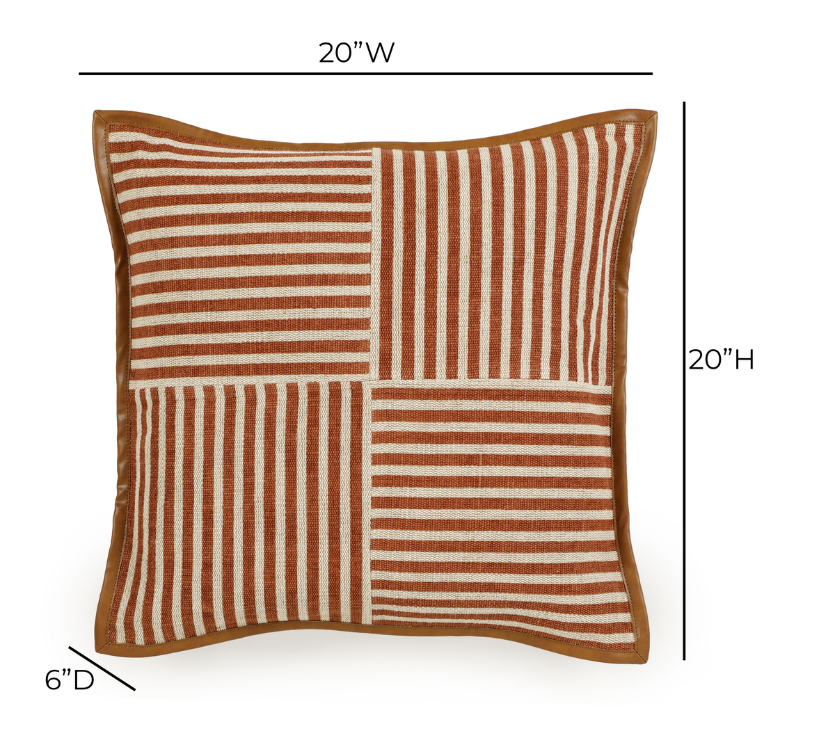 Kora 20" Cotton Jute Contract-Grade Throw Pillow - Terracotta / With Insert - Image 5
