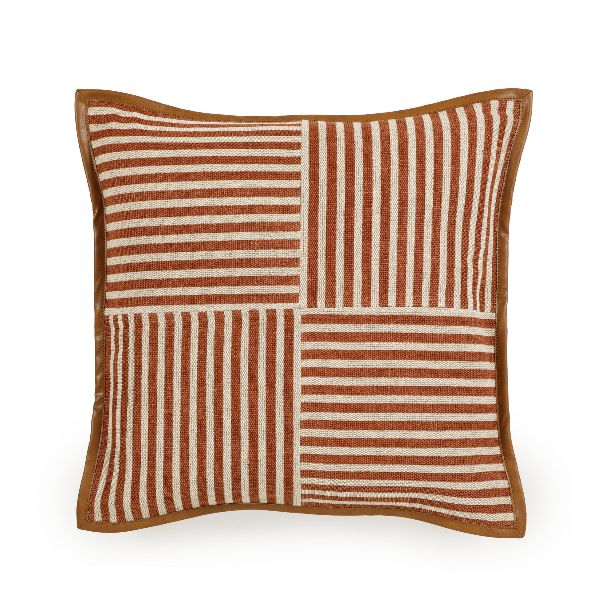 Kora 20" Cotton Jute Contract-Grade Throw Pillow - Terracotta / With Insert - Image 1
