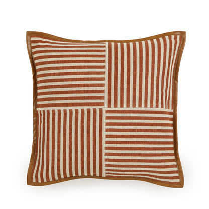 Kora 20" Cotton Jute Contract-Grade Throw Pillow - Terracotta / With Insert - Image 1