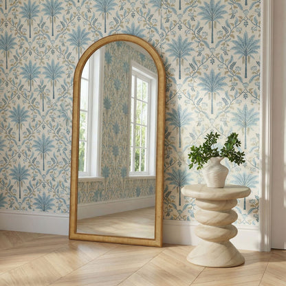 Arch 72" Natural Raffia Contract-Grade Floor Mirror - Default Title - Image 1