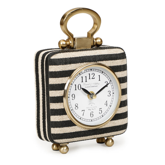 Mona Black Striped Contract-Grade Standing Accent Clock - Image 1