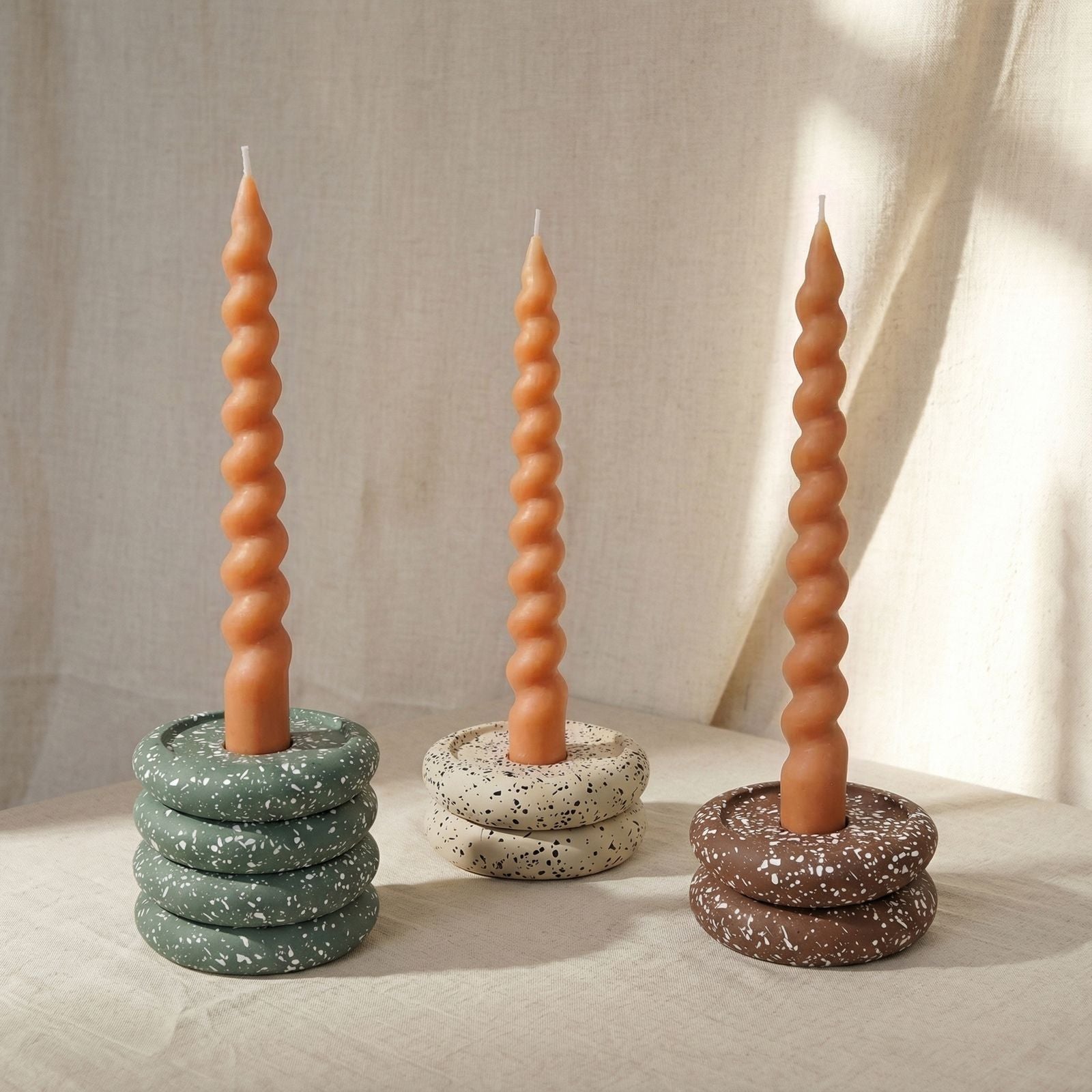 Gabby Stacking Candle Holder - Set of 2 - Green - Image 2