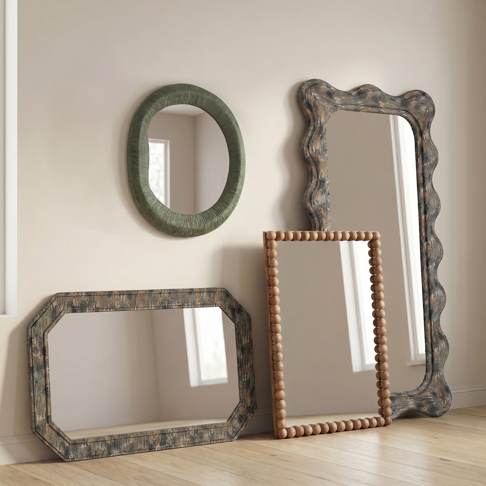 Charlene 35"X59" Jewel Wall Mirror - Watercolor Print - Image 3