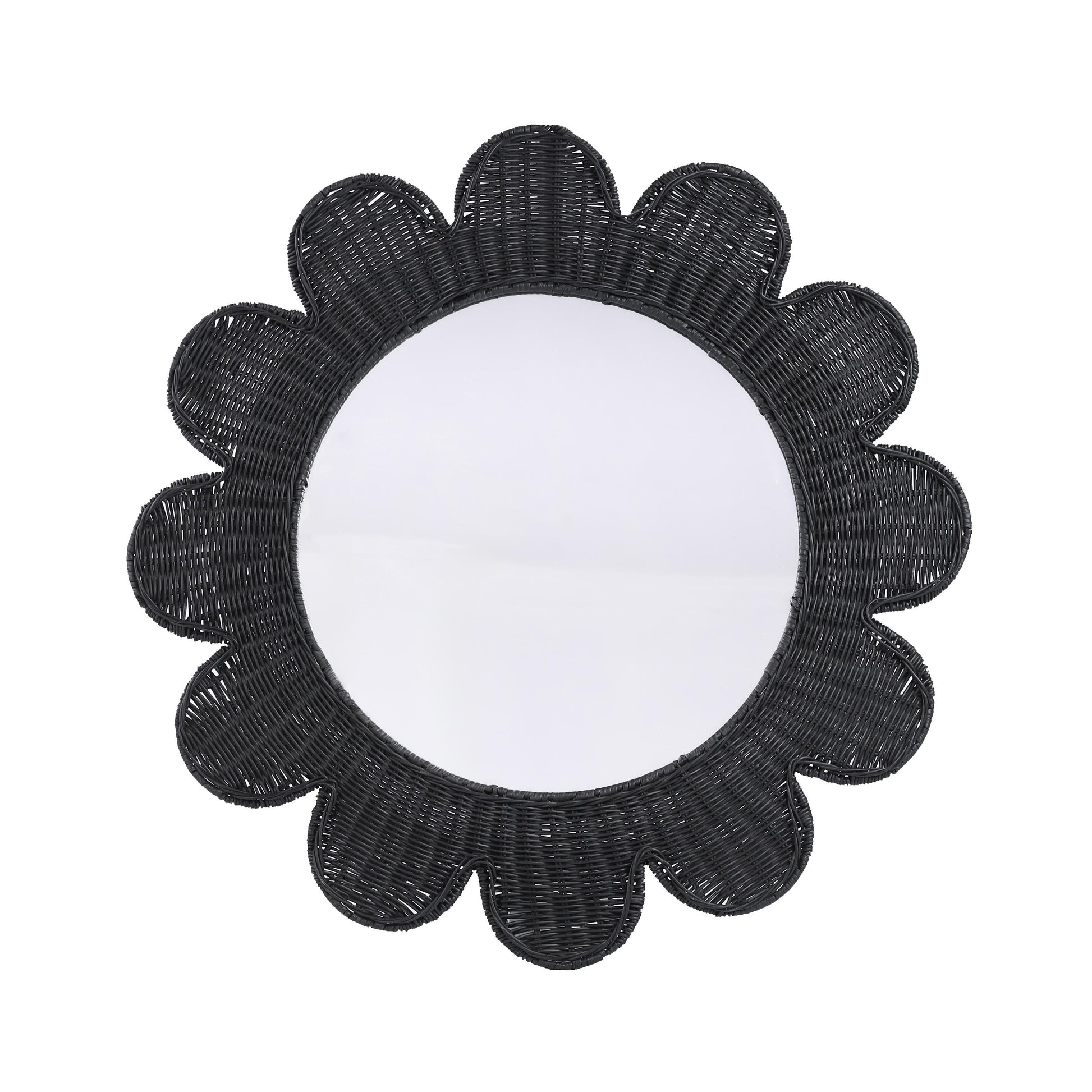Coralie 33.4" Rattan Round Wall Mirror - Black - Image 1