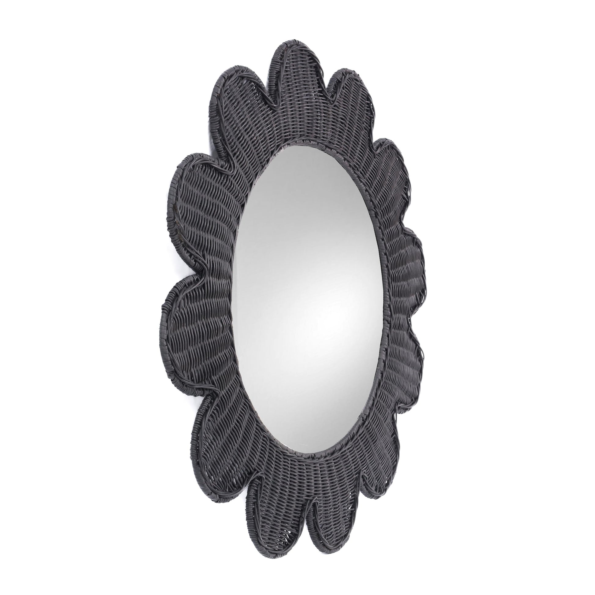 Coralie 33.4" Rattan Round Wall Mirror - Black - Image 3
