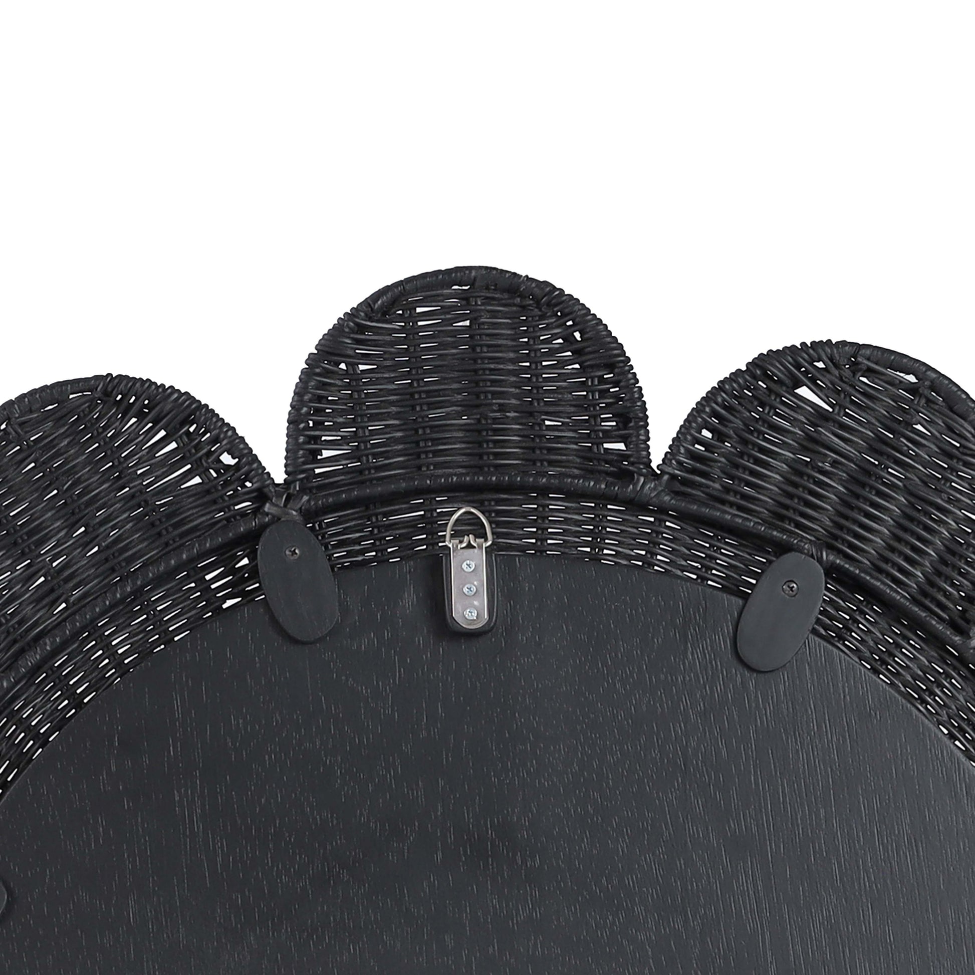 Coralie 33.4" Rattan Round Wall Mirror - Black - Image 7