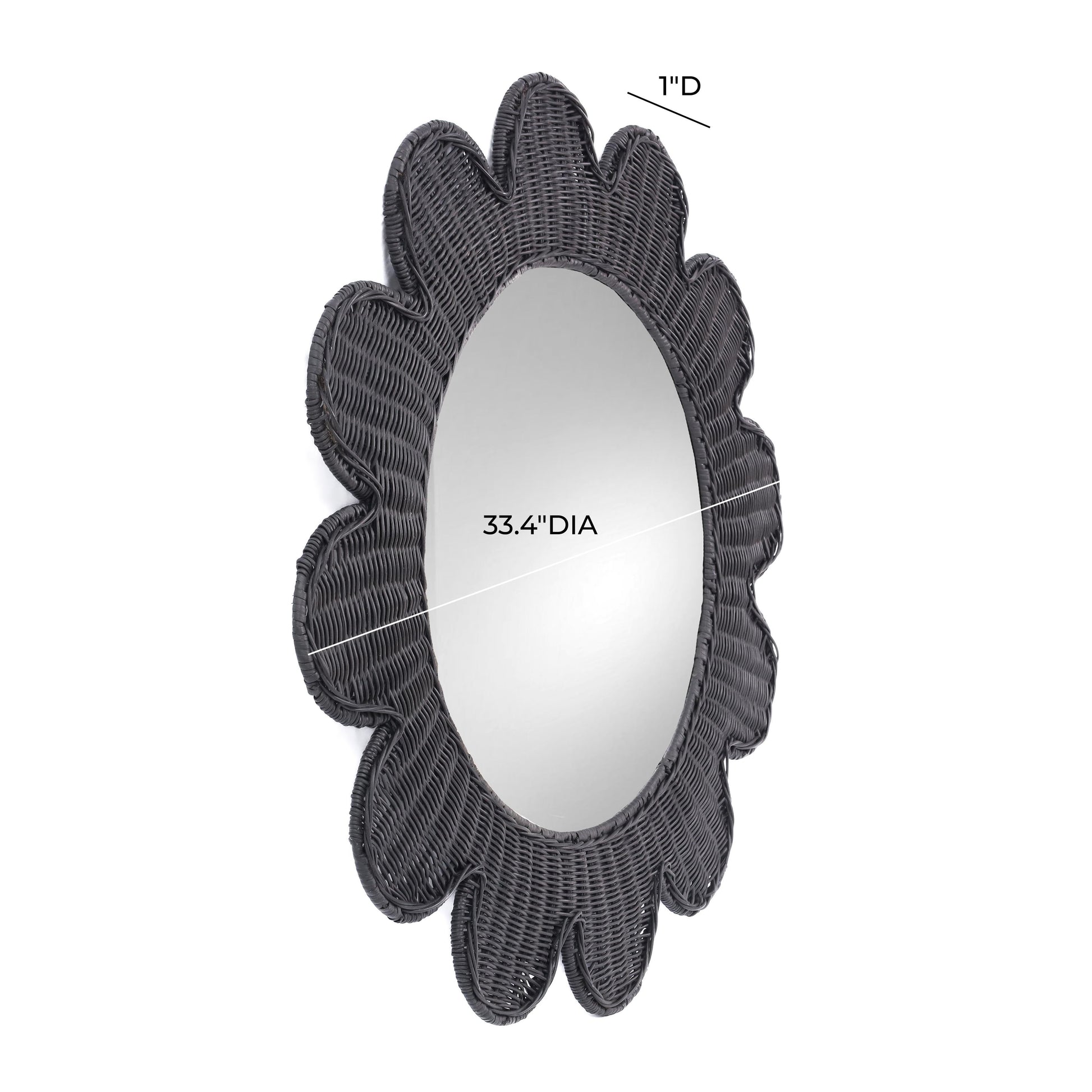 Coralie 33.4" Rattan Round Wall Mirror - Black - Image 6
