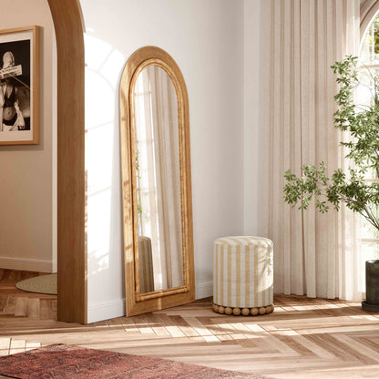 Tanya 70" Rattan Floor Mirror - Natural - Image 1