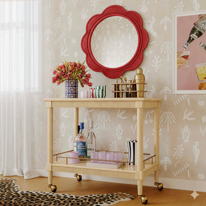 Zeva 26.6" Round Wall Mirror - Red - Image 1