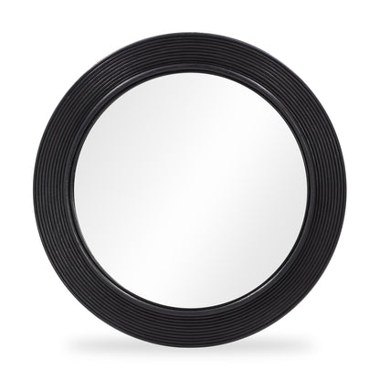 Tanya 43.5" Rattan Round Wall Mirror - Black - Image 1