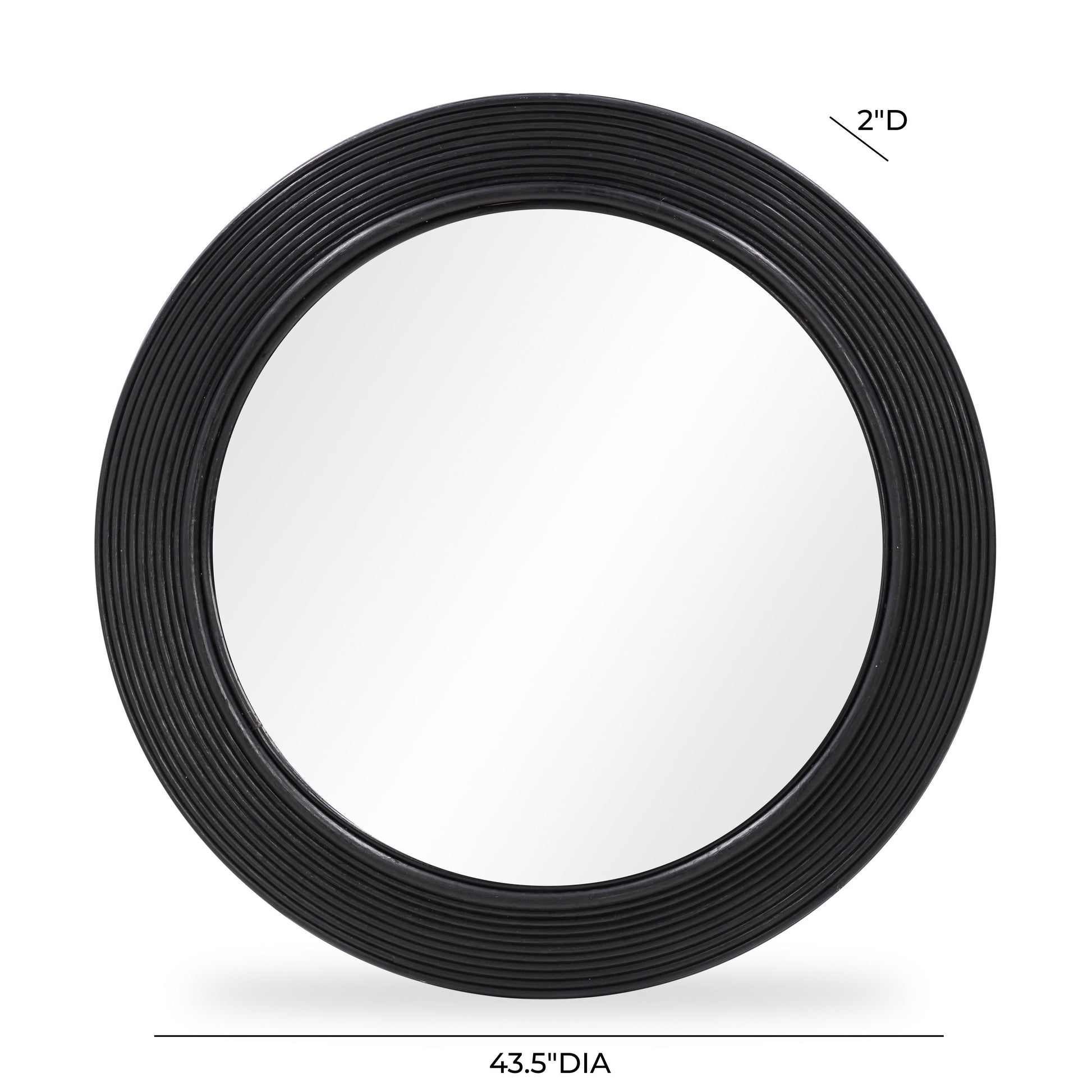 Tanya 43.5" Rattan Round Wall Mirror - Black - Image 7